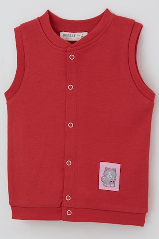 Breeze Kız Bebek Yelek Çıtçıtlı Sevimli Kedicik Armalı 4 Ay - 1 Yaş , Mercan