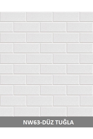 Nw63 Beyaz Sade Tuğla Kendinden Yapışkanlı Duvar Paneli
