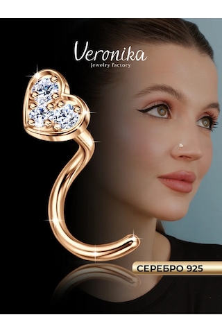 Veronika 925 Ayar Gümüş Burun Piercingi, Altın Kaplama, Elmaslı Zirkon Göz Alıcıdır. 420756993 Altın