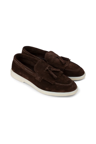 Deery Erkek Hakiki Süet Kahverengi Püsküllü Loafer - 02030mkhvc01 Kahverengi