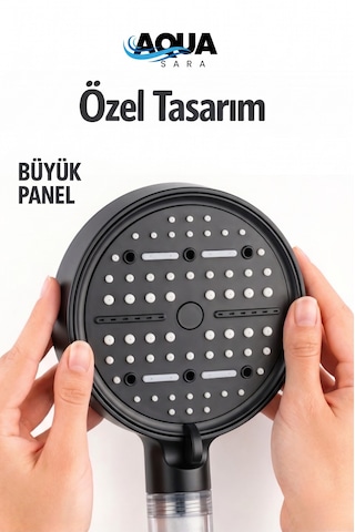 6 Fonksiyonlu Filtreli Duş Başlığı Su Tasarruflu Basınçlı Kireç Klor Önleyici Siyah