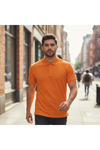 Bite Nose Renk Seçenekli Erkek Polo Yaka Tişört Günlük & Şık Pamuklu Slim Fit Turuncu