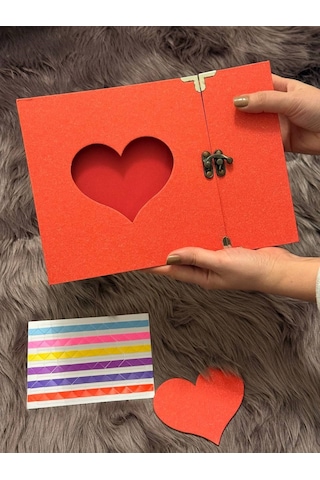 Kalpli Kapaklı Fotoğraf Albümü Metal Kilitli, Scrapbook Uyumlu 26 18 Cm