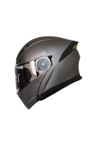 Fazer Motosiklet Çene Açılır Kask Güneş Vizörü Motor Kaskı Mat Titanium Gri
