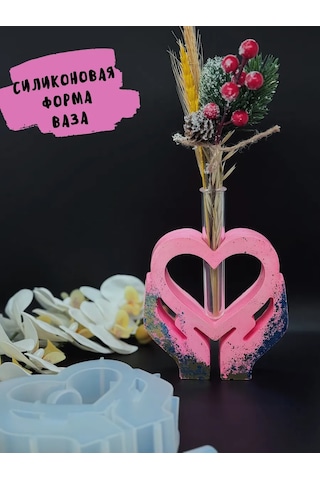 Galinacandles Kalp Şeklinde Vazo Silikon Kalıp Alçı İçin 304551684