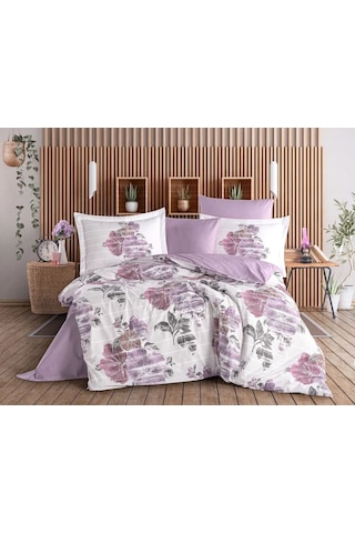 Hobby Çift Kişilik Poplin Nevresim Sara Mor Çok Renkli
