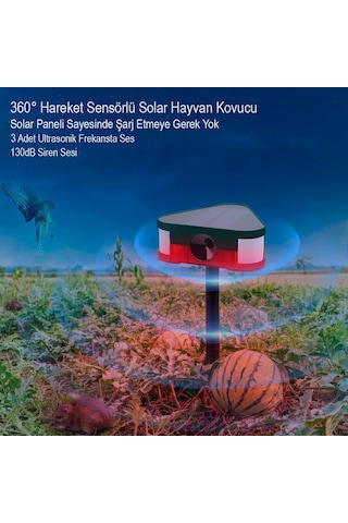 Ayt Powermaster Pm-26949 Mikrofonlu Sesli Hayvan Kovucu Alarm Cihazı Solar Güneş Enerjili Panelli Vahşi Hayvan Kovacağı