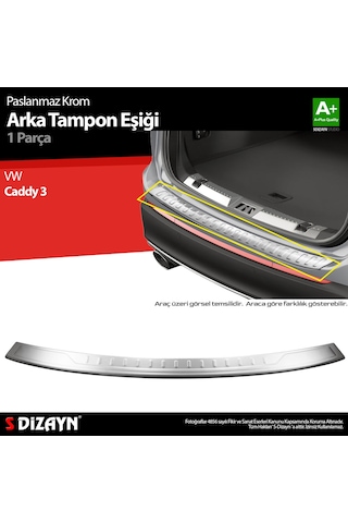 S-dizayn Vw Caddy Krom Arka Tampon Eşiği 2015-2020