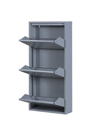 Kaser 3Lü Gri Metal Ayakkabılık Gri