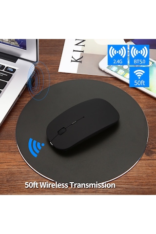 Sessiz Çift Tıklama Özelliğine Sahip 2,4 Ghz Kablosuz Bluetooth Fare