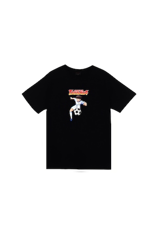 Captain Tsubasa Anime Baskılı Tshir Siyah