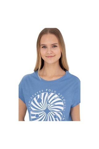 U.S. Polo Assn. Kadın Baskılı T-shirt Mavi