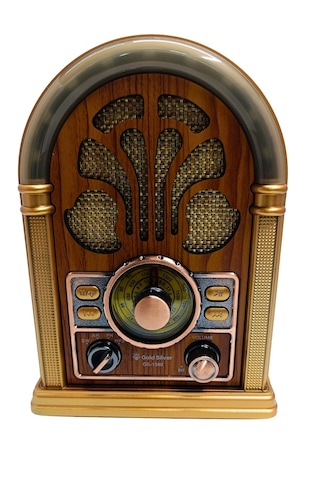 Gold Silver Gs-1380 Rgb Led Işıklı Nostaljik Ahşap Radyo Şarjlı Bluetooth Hoparlör Tws Usb Tf