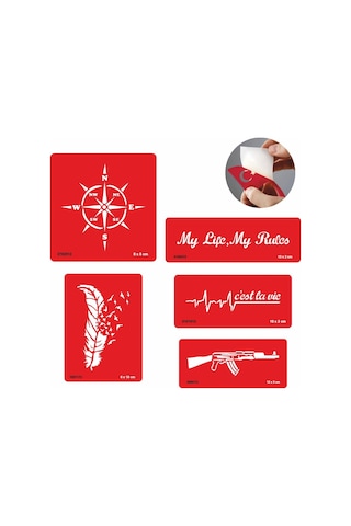 Şanslı Dövmeler 5'li Set Geçici Dövme Kına Şablonu