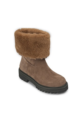 Deery Hakiki Süet Vizon Rengi Kadın Kürklü Bot - 02150Zvzne01 Vizon
