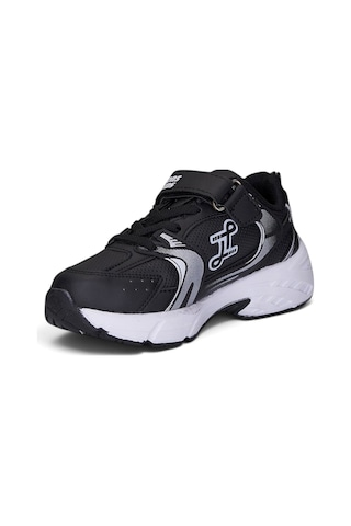 Nstil Günlük Unisex Çocuk Spor Ayakkabı Cırtlı Lastik Bağcık Desenli Rahat Hafif Taban Sneaker 180c Siyah
