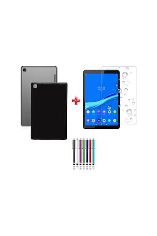 Lenovo M8 Tb-8505f 8" 3lü Set Lansman Silikon Kılıf + Nano Ekran Koruyucu Siyah