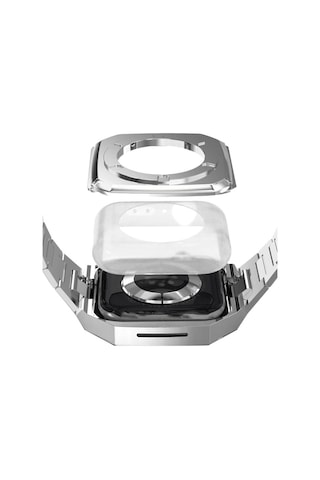 Apple Watch Uyumlu,44mm Metal Petek Kasalı Kordon - Gümüş
