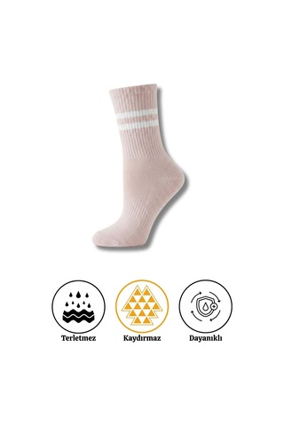 Lykos 1 Çift Açık Pembe Yoga Pilates Kaydırmaz Çorap Açık Pembe