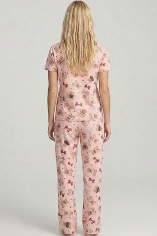 Siyah İnci Mevsimlik İnce Örme Pijama Takım 8017 Somon Ayıcık