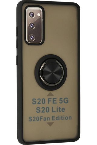 Mey İthalat Samsung Galaxy Uyumlu S20 Fe Kılıf Montreal Yüzüklü Silikon Kapak - Siyah