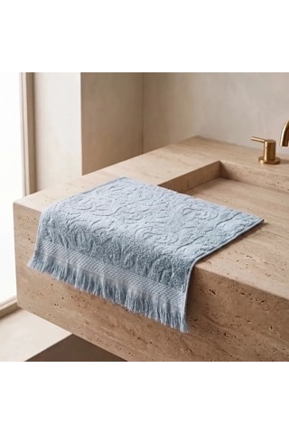 Botti Home %100 Pamuk Jakarlı El Ve Yüz Havlusu Seti 50 X 90 Cm Çeyizlik Saçaklı Havlu Bebe Mavisi