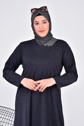 Ferace Kadin Buyuk Beden Ay Yaka Anne Elbise Uzun Tesettur 001