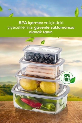 Vienve Hava Geçirmez Saklama Kabı Seti Antrasit 24'lü 6 x 250 - 500 - 750 - 1200 ML