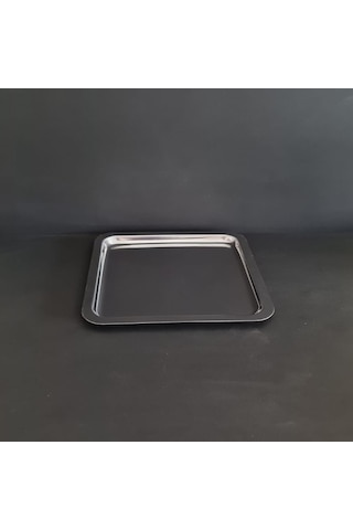 Paslanmaz Çelik Kahve Sunum Tepsisi 21 Cm Kare Servis Tepsisi Gümüş