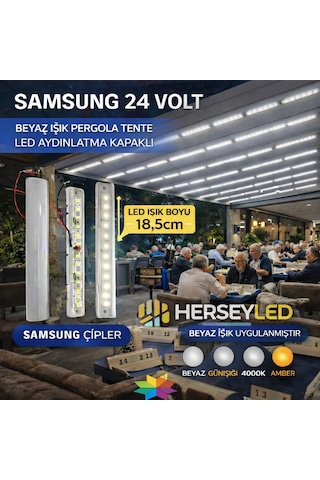 Samsung 24 Volt Beyaz Pergola Tente Led Aydınlatma Kapaklı Beyaz