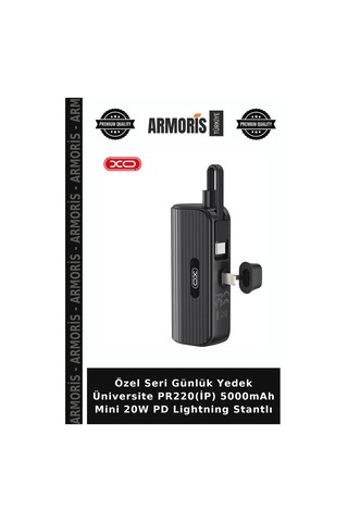 Özel Seri Günlük Yedek Üniversite Pr220 İp 5000mah Mini 20w Pd Lightning Stantlı Çok Renkli