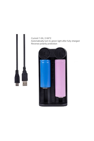 Geeksen Yonıı C2 Akıllı Li-poly Şarj Cihazı, 2 Slot, 3.7v-4.2v, 0.8a X2, 18650/26650 Pil Desteği, Usb Girişli