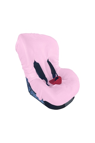 4katlı Müslin Bebek Oto Koltuk Kılıfı Lastikli %100pamuk Pembe