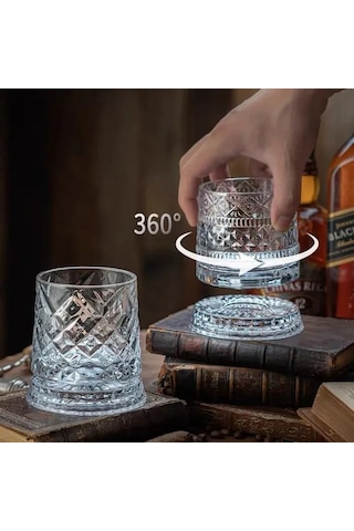 Lüks Kokteyl Sunum Tasarım Döner 360 Derece Dönen Bardak 280 Ml Kristal Cam Viski Farklı Baba İçin Çok Renkli