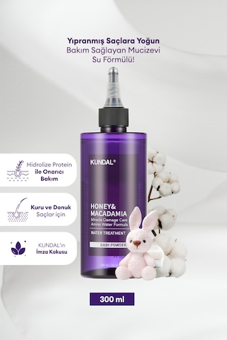 Yoğun Bakım Sağlayan Sıvı Saç Kremi Kundal Miracle Damage Care Water Treatment 300ml Baby Powder