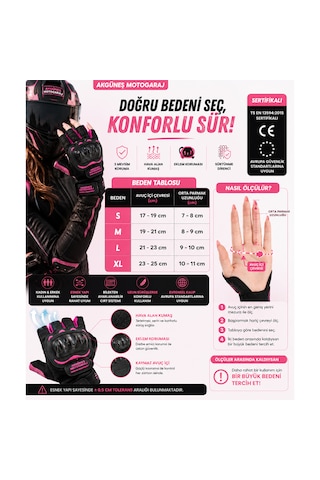 Akgüneş Motogaraj Pembe Motosiklet Eldiveni Yazlık Hava Alan Korumalı Dokunmatik Uyumlu Ts En 13594 Sertifikalı Kadın Motosiklet Eldiveni