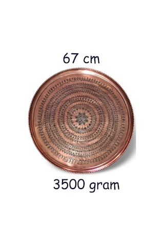 67 Cm El İşlemeli Otantik Desenli Kalın Urfa Bakır Tepsi - Bakır-tps459 Antik Bakır