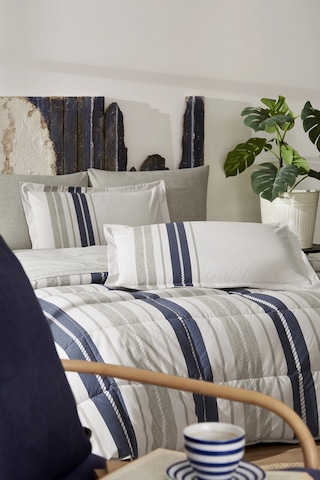 Özdilek Ranforce Çift Kişilik Uyku Seti-marin Line Bej Bej