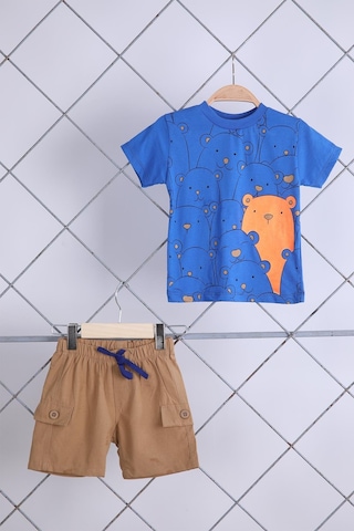 Babyhola 2'li Tişört Keten Şort Erkek Bebek Çocuk Bayramlık Alt Üst Takım Elbise 02011 001