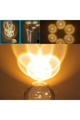 Kosona Nurluce 6cm Usb Işıklı Ayarlanabilir Güneş Sistemi Kristal Top, Sevgili Arkadaş Hediyesi, Gece Lambası Diğer