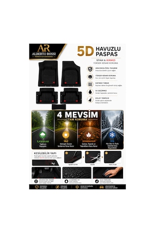 Lada Kalina 2007 Model Uyumlu Enerji Siyah 5d Havuzlu Paspas Yumuşak Kaymaz Taban