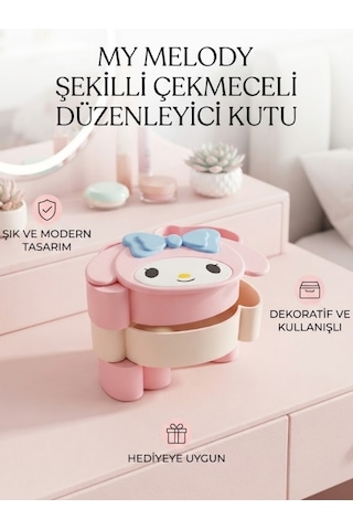 My Melody Şekilli Çekmeceli Düzenleyici Kutu Beyaz