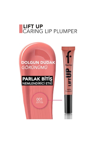 Flormar Lift Up Dolgun Görünüm Veren & Hyaluronik Asit Etkili Dudak Parlatıcısı 001 Soft Pink