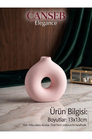 13x13cm - Premium -dekoratif Donut Vazo - Kendinden Kokulu - El Boyaması İşçilik Pembe