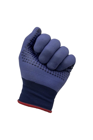 12 Adet S-m Mikro Puanlı Eldiven Koruyucu İş Eldiveni Lacivert