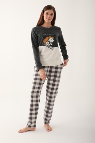 Arnetta Fa Fredo Koyu Gri Kadın Uzun Kol Pijama Takım