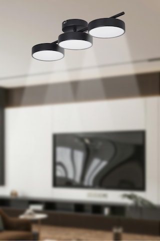 Tual Modern Salon Yatak Odası Giyinme Odası Mutfak Beyaz Işık Ledli Siyah Renk 3 Lü Led Avize Siyah Siyah