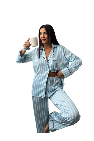Victoria"s Secret İpeksaten Pijama Takımı Mavi