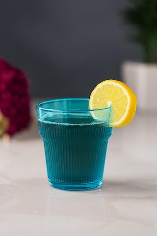 Akrilik Aquamarin Tekli Kısa Bardak & Su Meşrubat Kahve Yanı Bardağı 300 Ml Cam Değildir