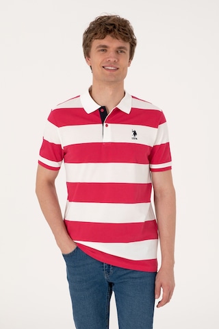U.S. Polo Assn. Erkek Regular Fit Vişne Polo Yaka Çizgili Tişört 50306827-VR223